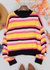 Round Neck Retro Striped Sweater - Black