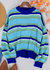 Round Neck Retro Striped Sweater - Blue