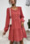 Round Neck Smock Dress - Rustic Red