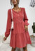 Round Neck Smock Dress - Rustic Red