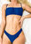 Ruched Tank Bralette Styled High Rise Bikini Set - Blue