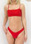 Ruched Tank Bralette Styled High Rise Bikini Set - Red