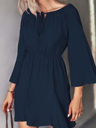 Ruched Tie Neck Dress