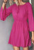 Ruched Tie Neck Dress - Fuchsia