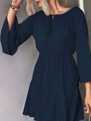 Ruched Tie Neck Dress