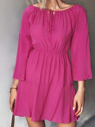 Ruched Tie Neck Dress