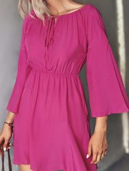 Ruched Tie Neck Dress