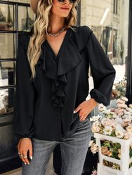 Ruffle Front Vintage Blouse