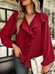 Ruffle Front Vintage Blouse