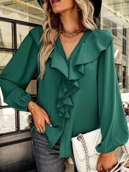 Ruffle Front Vintage Blouse