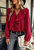 Ruffle Front Vintage Blouse - Burgundy