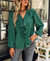 Ruffle Front Vintage Blouse - Green