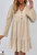 Ruffle Hem Long Sleeve Dress - Beige