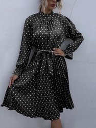 Ruffle High Neck Polka Dot Dress