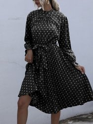 Ruffle High Neck Polka Dot Dress