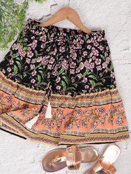 Ruffle Printed Tiered Skirt - Multi