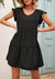 Ruffle Sleeve Tier Tunic Dress - Black