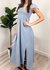 Ruffled Cap Sleeve Maxi Slit Dress