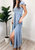 Ruffled Cap Sleeve Maxi Slit Dress