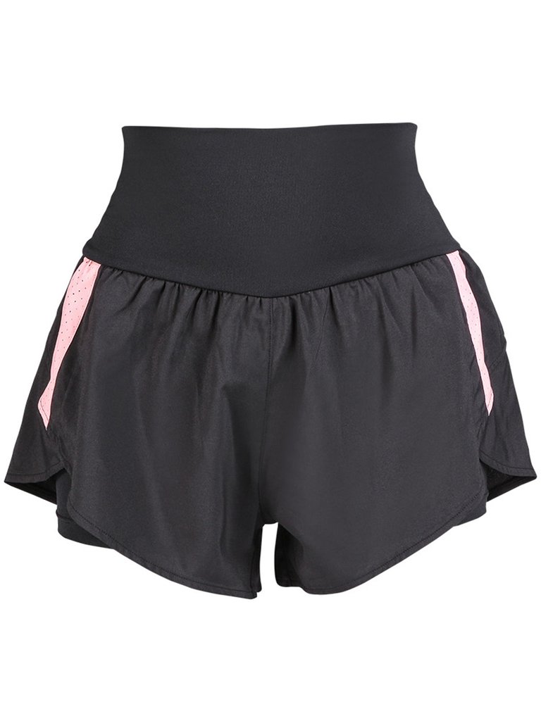 Running Yoga Shorts Double Layer Quick Dry Gym Athletic Shorts - Pink