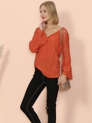 Semi Sheer Bell Sleeve Blouse