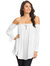 Semi Sheer Boho Peasant Off the Shoulder Top - White