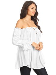 Semi Sheer Boho Peasant Off the Shoulder Top