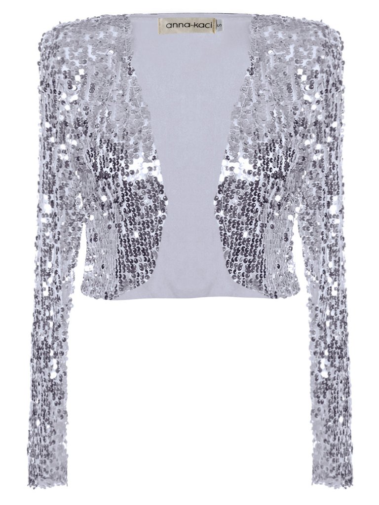 Sequin Bedazzled Bolero - Silver