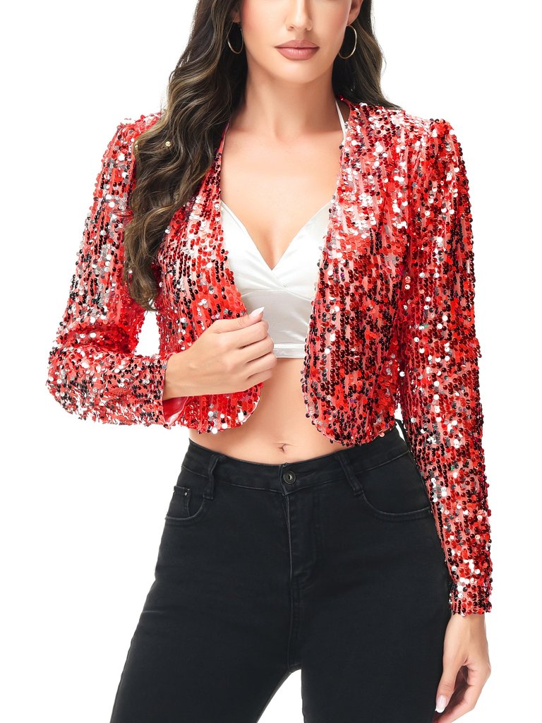 Sequin Bedazzled Bolero - Red