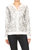 Sequin Bomber Zip-Up Jacket - White and Silver