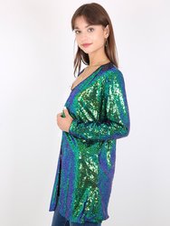 Sequin Open Front Cocktail Outerwear Jacket