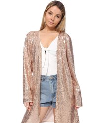 Sequin Open Front Cocktail Outerwear Jacket - Rose Gold