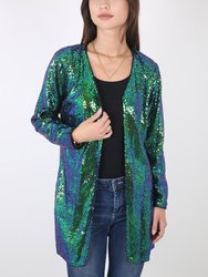 Sequin Open Front Cocktail Outerwear Jacket