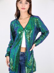 Sequin Open Front Cocktail Outerwear Jacket