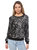 Sequin Sweatshirt Round Neck Top Long Sleeve Ribbed Cuffs Outerwear - Black