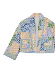 Shawl Lapel Neck Floral Print Jacket - Green