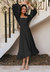 Shirred Bishop Sleeve Dress - Black