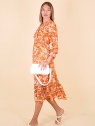 Shirred Surplice Neck Floral Dress