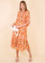 Shirred Surplice Neck Floral Dress