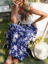 Shirred Waist Floral Maxi Skirt