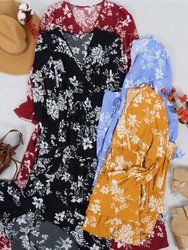 Shirred Waist Floral Print Dress