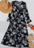 Shirred Waist Floral Print Dress - Black