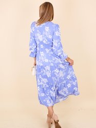 Shirred Waist Floral Print Dress