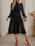 Shirred Waist Front Slit Dress - Black