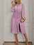 Shirred Waist Front Slit Dress - Pink