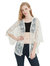 Short Embroidered Lace Kimono Crop Cardigan With Half Sleeves - Beige