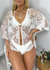 Short Embroidered Lace Kimono Crop Cardigan With Half Sleeves