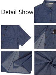 Short Sleeve Jean Shirt Dress Button Down