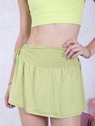 Side Ruched Tie Sports Skirt - Green