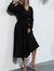 Sleeve Cutout Pleated Dress - Black